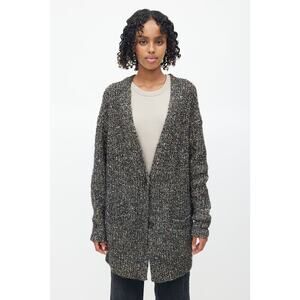 Isabel Marant Etoile Oversized Wool Blend Speckled Black V Neck Cardigan 38/ M